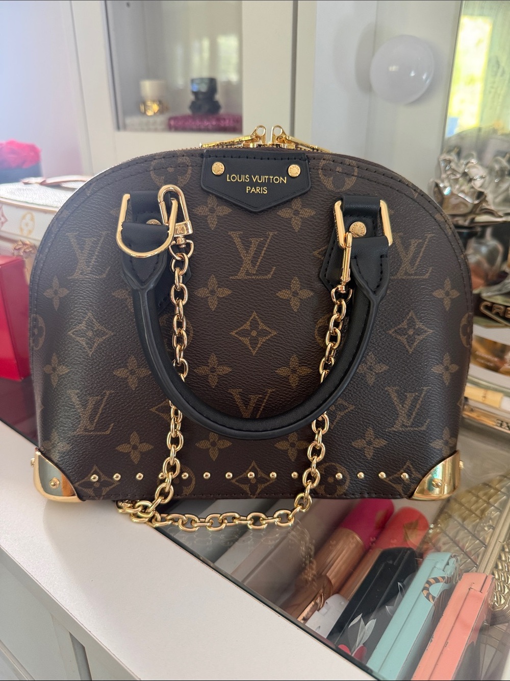 Monogram Satchel in Brown & Black